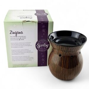 Scentsy Zingana Warmer Light Full Size Wax Melts Nature Wood Zebrawood